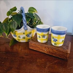 Handpainted Ceramic Planters Baskets